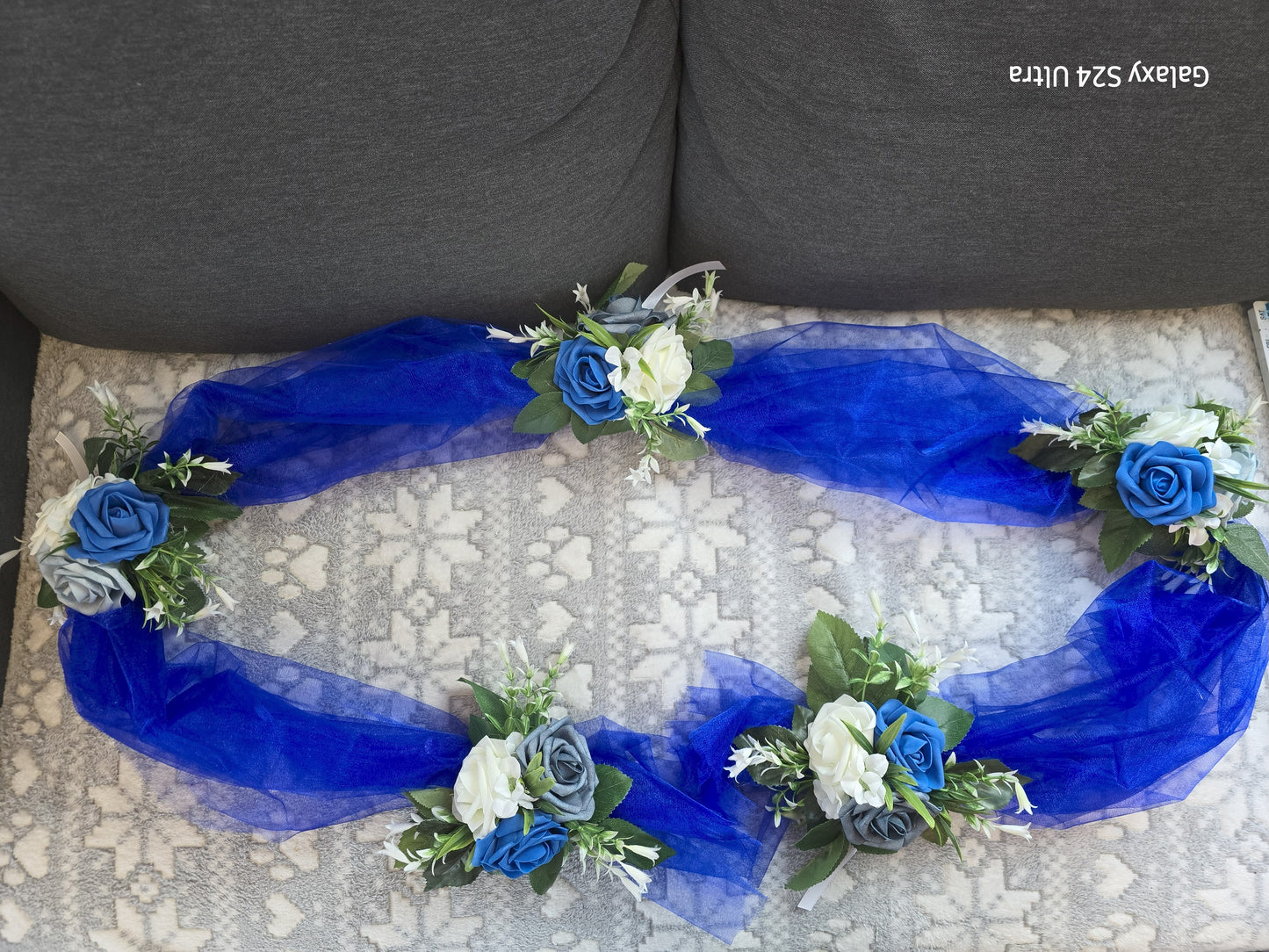 π Wedding Car Decoration Garland β Blue & White Floral Design π