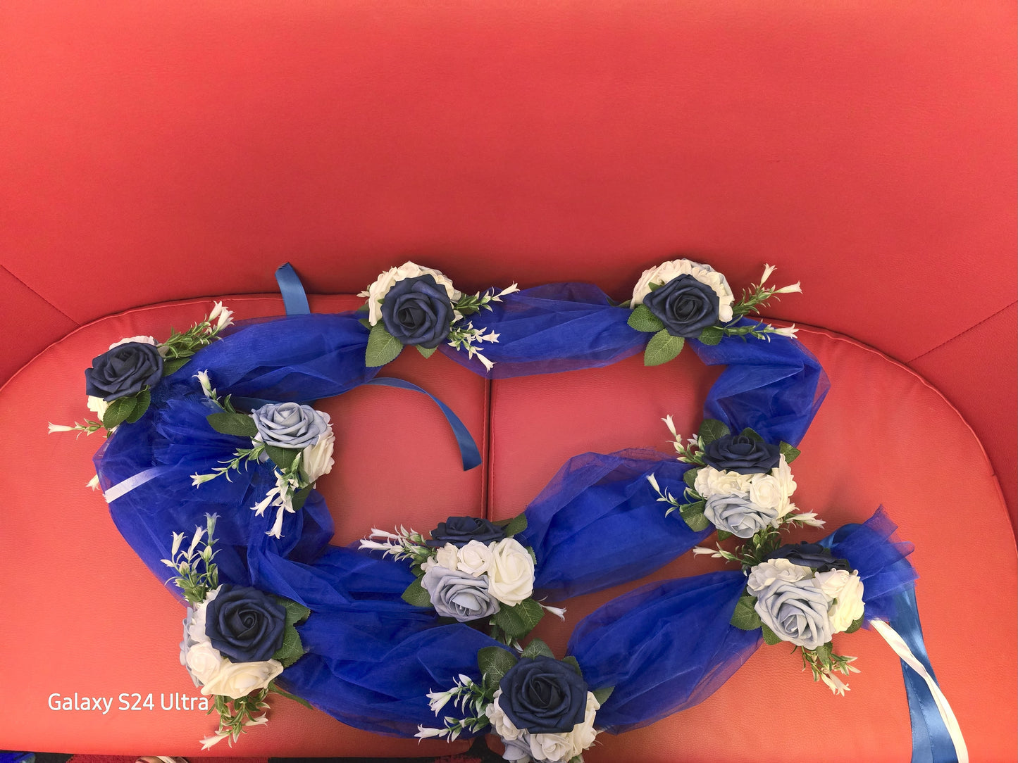 π Wedding Car Decoration Garland β Blue & White Floral Design π