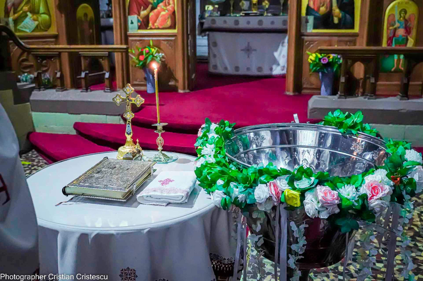 🌸 Baptismal Font Floral Decoration – Custom Christening Decor 🌸