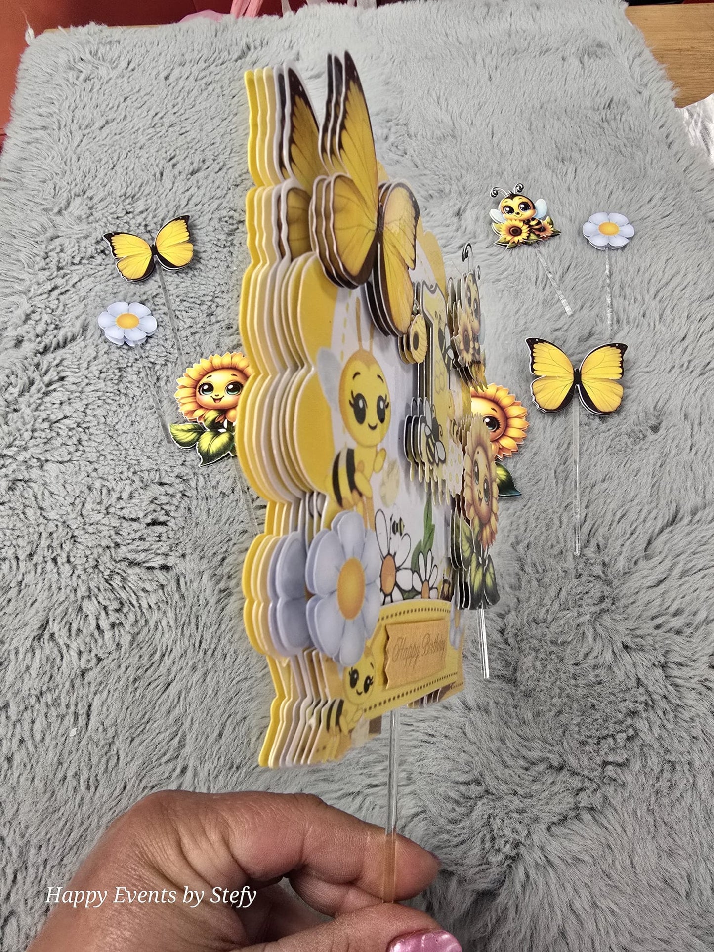 β¨ *Adorable 1st Birthday Cake Topper Set β Sunflowers, Bees & Butterflies Theme* β¨