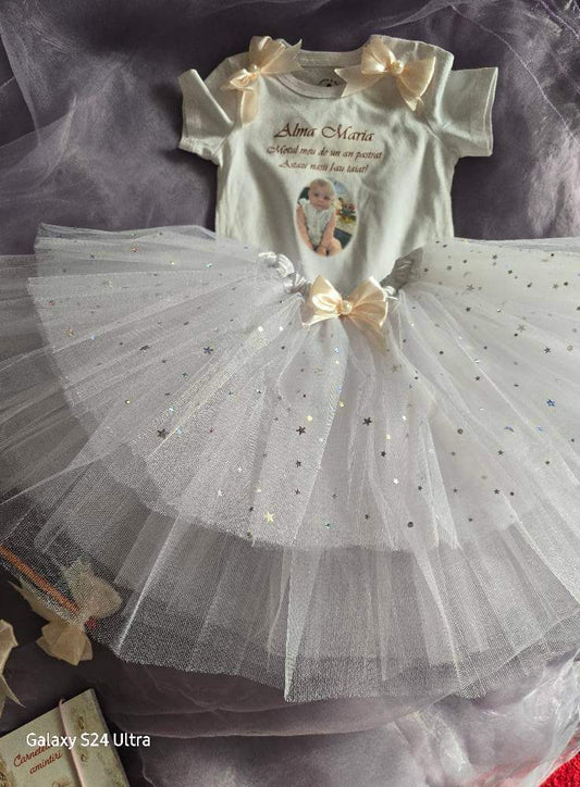 👑 Personalized Baby Girl Outfit – Custom Tutu Skirt & Printed Top 👑