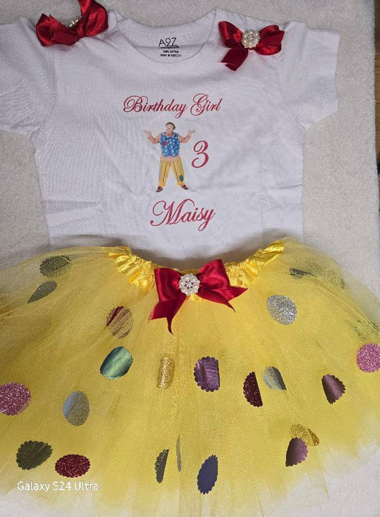 🎂 Personalized Birthday Outfit Set – Tutu Skirt & Printed Top 🎂