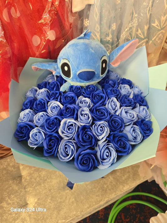 ✨ Stitch Plush Bouquet with Blue Roses – Perfect Gift for Every Occasion ✨
