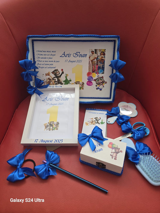 Personalized Baby Boy Keepsake Gift Set – Custom Memory Box, Frame & Accessories | First Birthday, Christening or Baptism