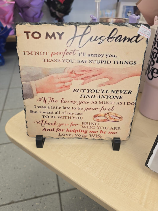 Husband Poem Slate Plaque – Romantic Gift from Wife | Anniversary, Wedding or Valentine’s Day Present