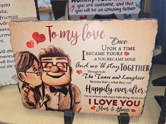 Romantic Love Poem Slate Plaque – Couple Gift with Illustration | Anniversary, Wedding or Valentine’s Day Present