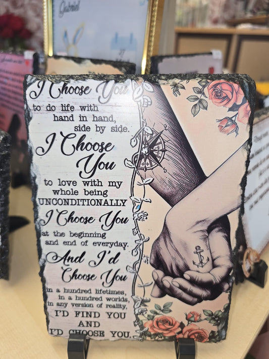 “I Choose You” Poem Slate Plaque – Romantic Couple Gift | Anniversary, Wedding or Valentine’s Day Present